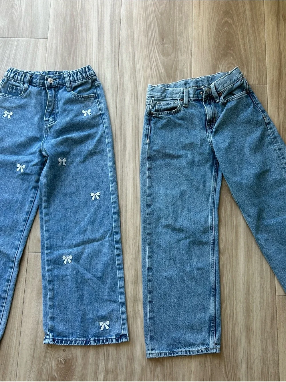 Old Navy Blue Girls' Denim Jeans with White Bow Embroidery